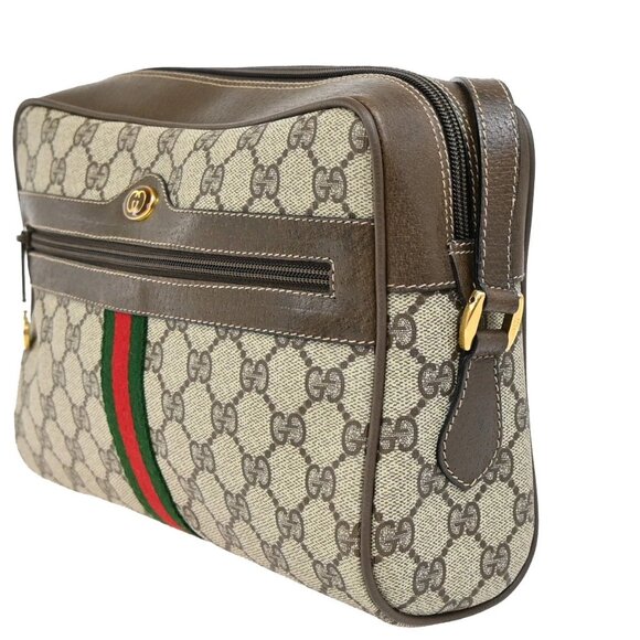 GUCCI Logo Sherry GG Pattern Shoulder Bag PVC Leather Brown Italy 32YH591 - Picture 2 of 16